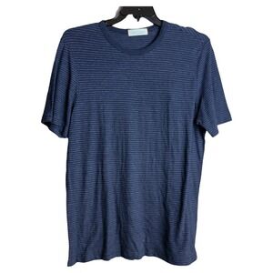Faherty Mens Size Large Navy Blue Stripe Chambray Tee‎ Short Sleeve NWT